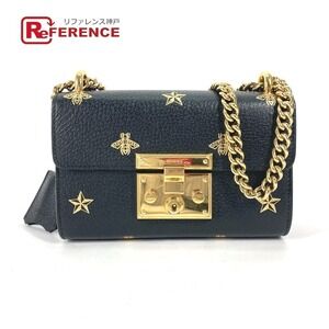 Gucci PADLOCK BEE Crossbody Bag Chain Leather Shoulder Black